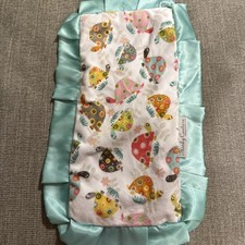Minky Couture Lovey Security BlanketMint Green Turtles Satin 11 x 18