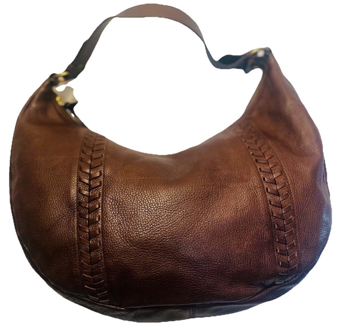 ショルダーバッグ・ポシェット POLO RALPH LAUREN BROWN LEATHER SHOULDER BAG VTG RALPH LAUREN HOBO SHOULDER BAG BROWN PEBBLE LEATHER