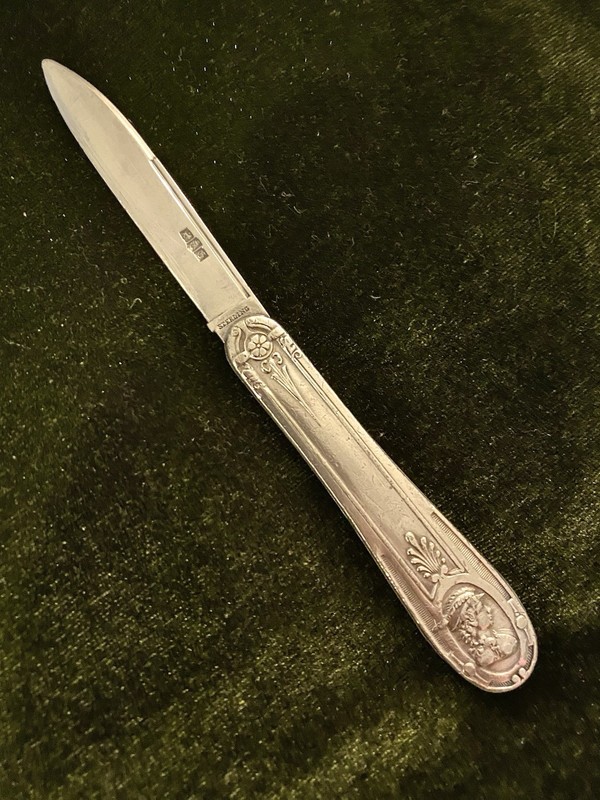 Medallion Folding Knife Gorham Coin Silver c1850-1860 Sterling