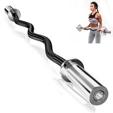 4ft EZ Curl Bar, Heavy-Duty Curling Bar Olympic Barbell for Strength Training...