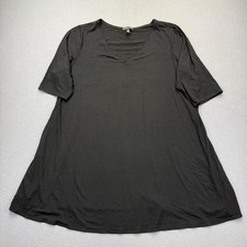 Eileen Fisher Woman Black Viscose Spandex V-Neck A-Line Tunic Top 1X Made in USA
