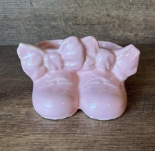McCoy Pottery Baby Girl Shoes Planter Pink Bo...