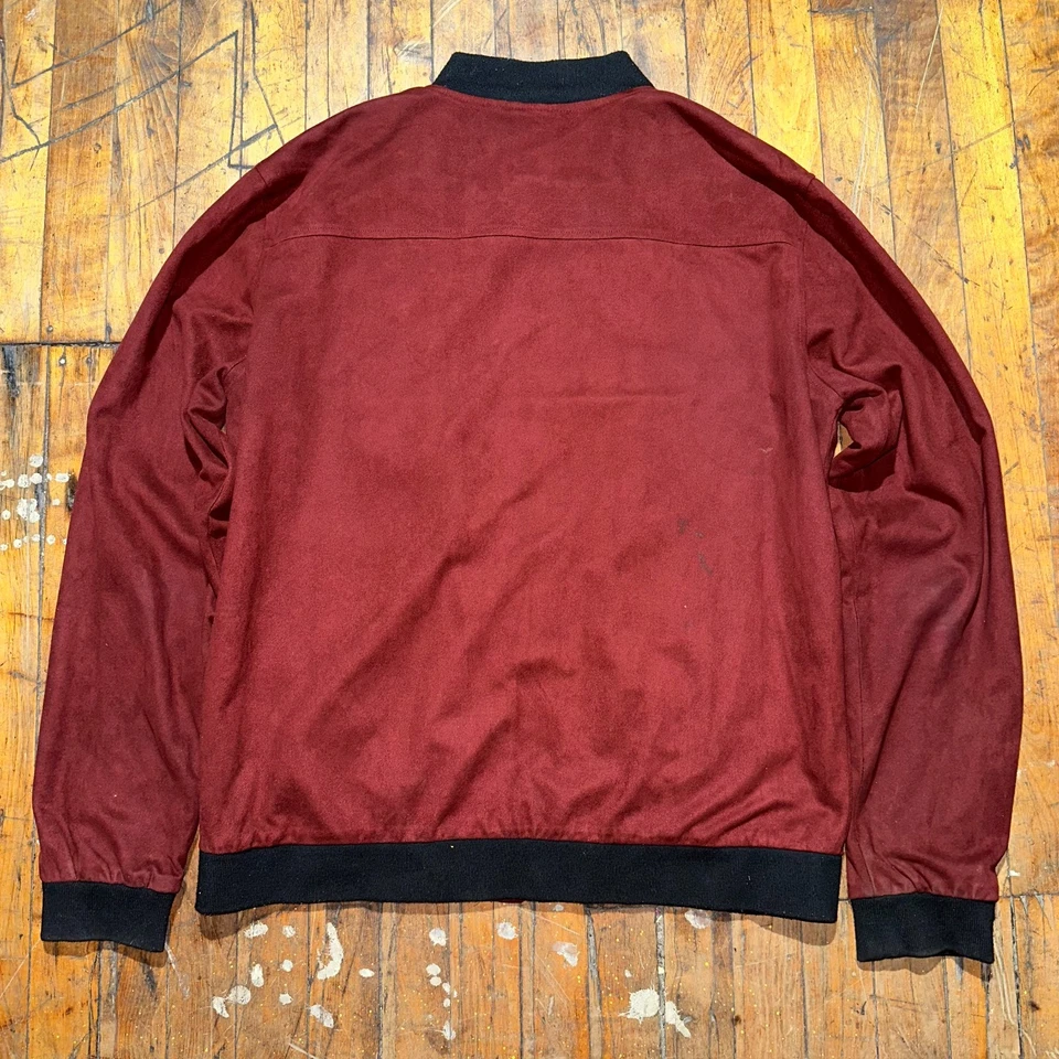 FOREVER 21 Bomber куртка мужская XL темно-бордовый длинным рукавом карман полный молнии комфорт - Изображение 2 из 4