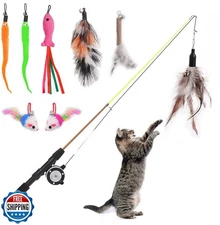 Whefory Retractable Cat Teaser Wand Toy, Cat Toys for Indoor Outdoor Cats Int
