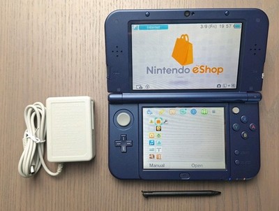 New Nintendo 3DS XL Metallic Blue Charger + 32GB SD Card | Region