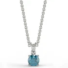 0.52 Ct Round Cut SI3/Blue Diamond Pendant 14K White Gold