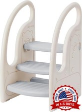 Taburete de 3 escalones para ni os con asas y almohadillas antideslizantes NUEVO