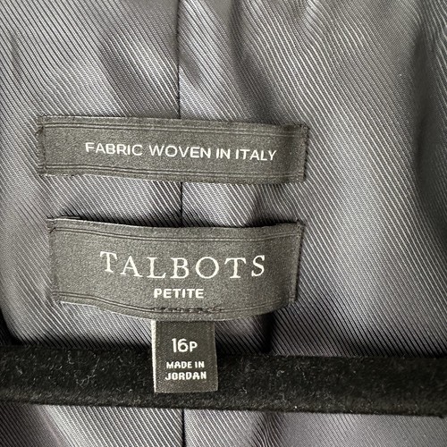 TALBOTS Navy Blue Wool Blend Fabric Woven in Italy Blazer Jacket Petite 16 - Picture 3 of 9