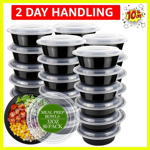 Meal Prep Containers Reusable 32oz - Meal Prep Bowls with Lids 50 Pack, Round... - Picture 1 of 8