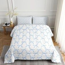 Cartoon Bowknot Comforter Set King Size,Bow Tie Knot Geometric Patchwork Fash...