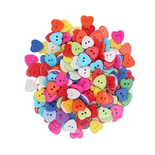 Heart Shaped Buttons 200Pcs Resin Heart Buttons Colorful 2 Holes Mixed Decora...