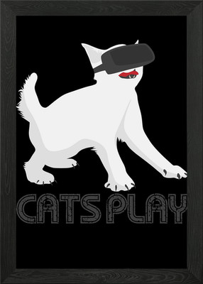 Cats Play Cat Vr Headset Framed Wall Art Poster Canvas Print Picture