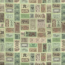 Free Spirit - Palette Green By Tim Holtz - Tickets - Green, Fabric by the Yard