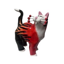 FIRE FLAME red black WIRE WHISKER Cat Amy Lacombe Signed