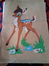 Ancien Canevas pour enfants  à broder- Dessin animé Walt Disney- BAMBI