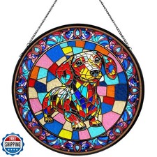 Dog Stained Glass Window Hanging, Suncatcher for Window Hanging,