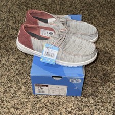 New Hey Dude Wendy Youth Jersey Light Grey Girls Comfort Shoes Size 6 Kids