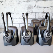 Plantronics Phone Lot CS361N Bases CS55 CS50 Adapters 3 Headsets Cables Bundle