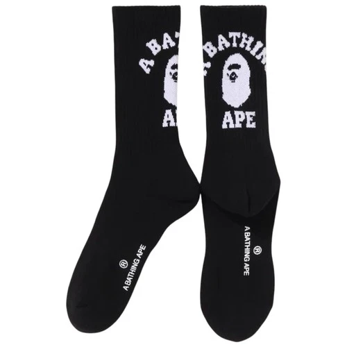 BAPE Ape Head Crew Socks Black White | A Bathing Ape