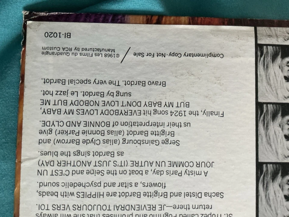 brigitte bardot vinyles. Spécial Bardot Burlington Not For Sale - Photo 3/4