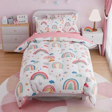 Rainbow Twin Bedding Set for Girls, Ultra Soft Microfiber Comforter Set Twin ...