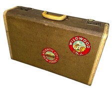 Vintage Suitcase - 1940-50s Travel Stickers Unique! 21 X 13 Inches