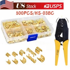 500X U Shape Copper Crimp Connectors Non-Insulated Terminals Assortment Kit Set