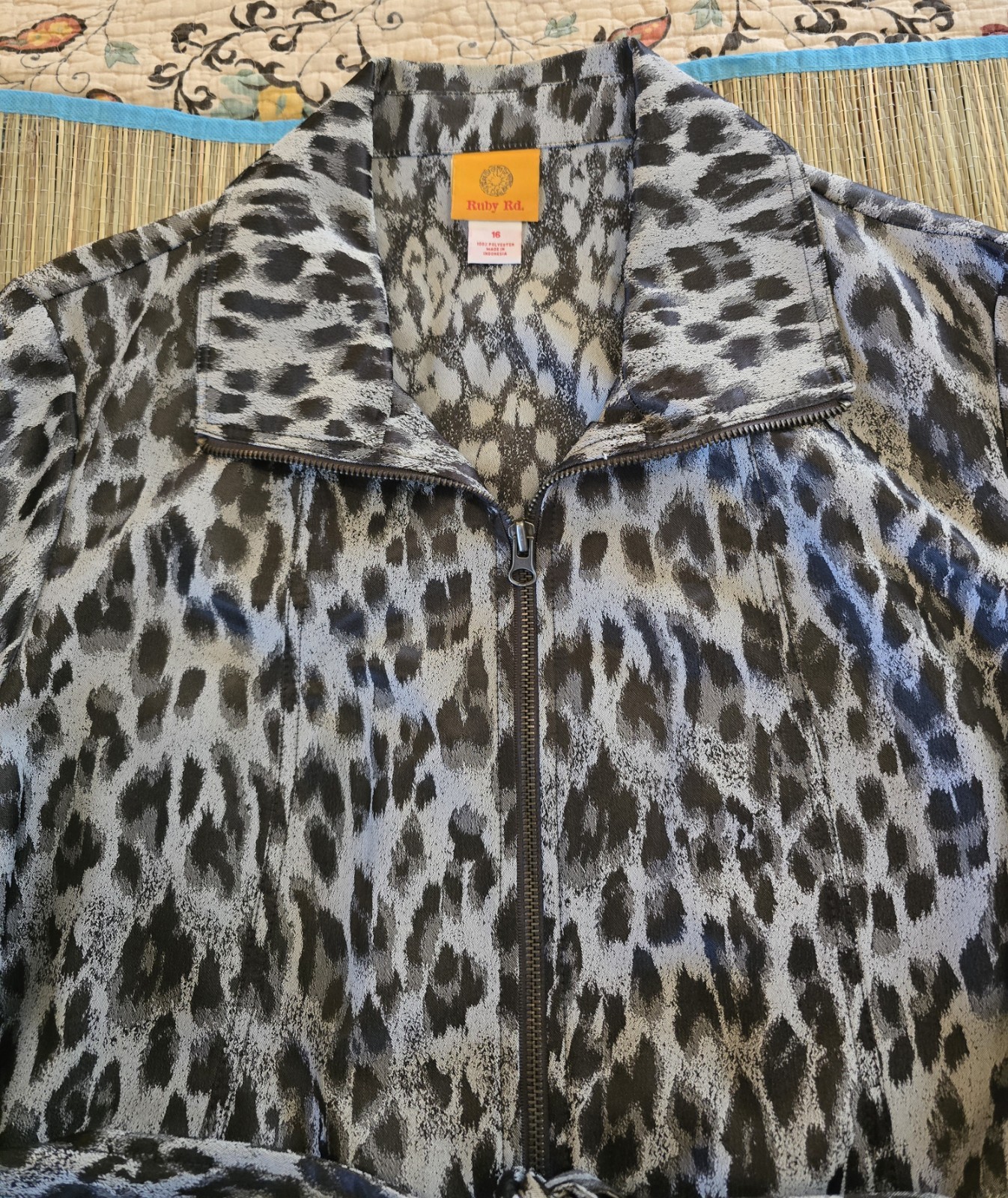Ruby Rd. Gray Black Leopard Belted Unlined Jacket… - image 13