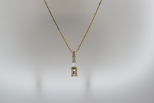 14K Yellow Gold Diamond Emerald  Baguette Pendant 0.88 TCW / 18 inch necklace