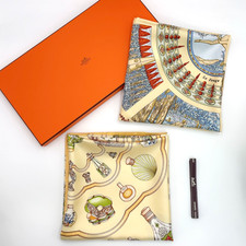 Auth Hermes Carré 90 QuimporteFlacon/Songepolipbile SilkScarf 2PCS W/B BA060688