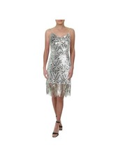 LAUNDRY Womens Green Frayed Printed Spaghetti Strap Cocktail Sheath Dress 6