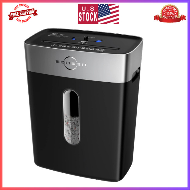 BONSEN 10-Sheet Cross-Cut Paper Shredder, P-4, Quiet, Jam Pr