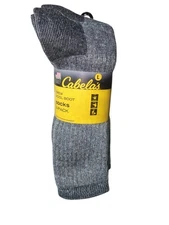 Cabela's Charcoal Wool Crew Boot Socks - 4 Pack Moisture Wick Outdoor Hiking