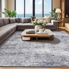 9x12 Rug for Living Room Neutral Machine Washable Large Non-Slip Backing Abst.