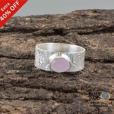 Oval Rose Chalcedony Gemstone New Band Wedding Ring Jewelry 925 Sterling Silver