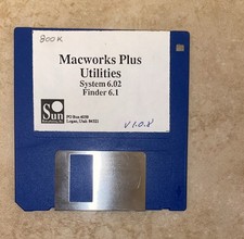 Apple Mac MacWorks Plus Utilities 3.5 Floppy Disk SUN System 6.02 Finder 6.1