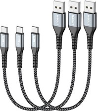 USB C Cable 1FT 3Pack , 3A USB A to USB C Fast Charging Data Transfer Braided