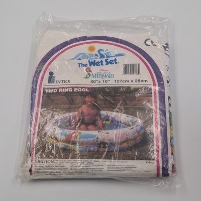 Vintage 1989 Intex Wet Set Disney Little Mermaid 50'' x 10'' Two Ring Pool Kiddie