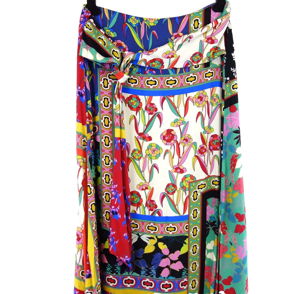 Rock Milano Italy 38 M Bunt Damen Sommer Midi Muster Bindeschal Leicht Np 89 Neu - Bild 3 von 4