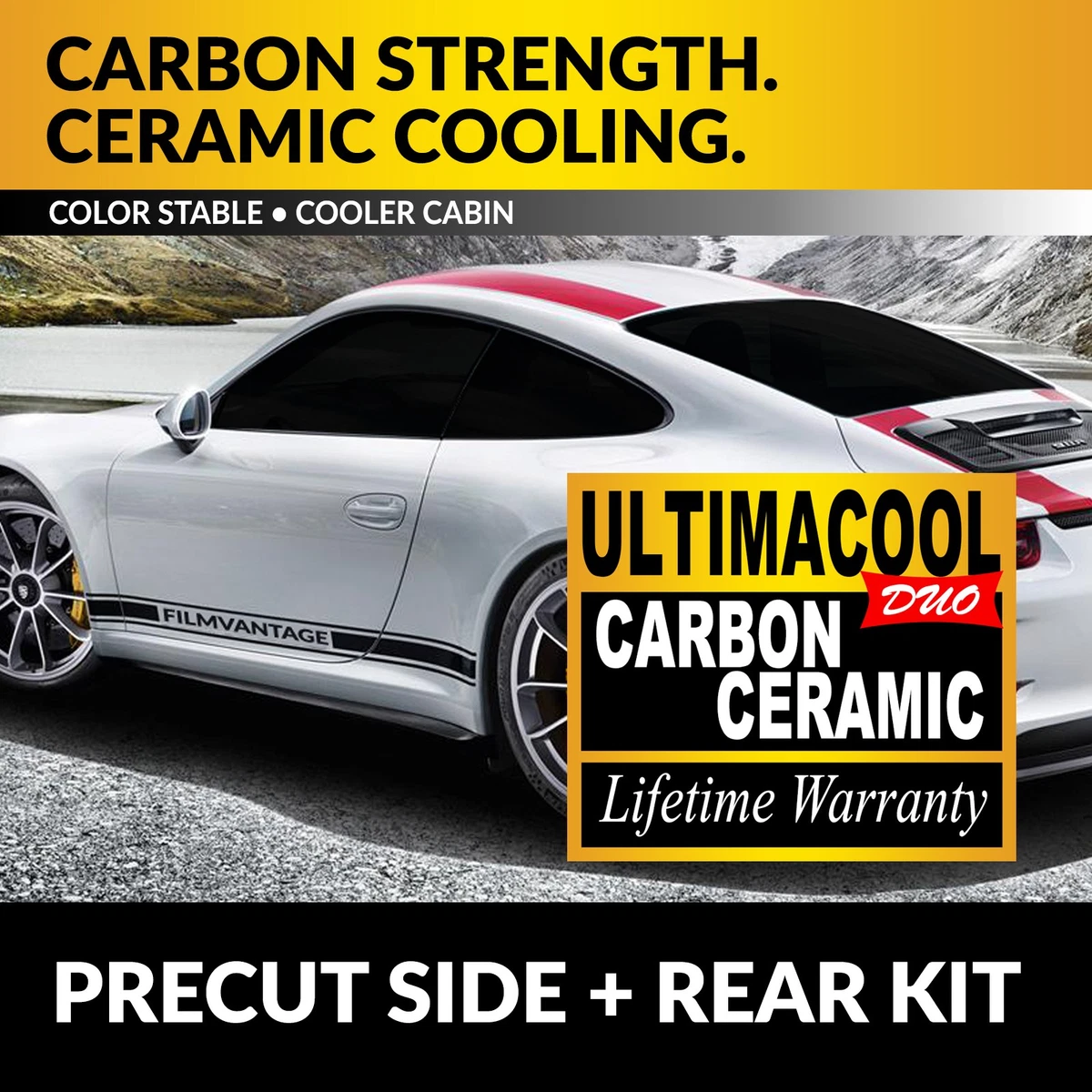 Alpine Ceramic Precut Window Tint Kit For Ford Taurus 2012-2019 – Sun Strip Black 2.0 Mil