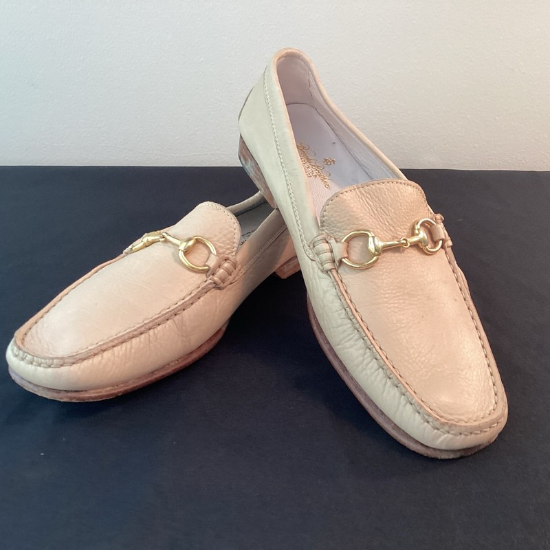 Brooks Brothers Women’s Beige Leather Horse Bit Loafers Size 8.5 Made In Italy