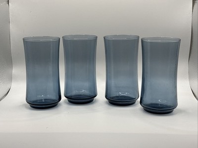 Vintage Blue Libby Tumbler glasses Set Of Four   Apollo Blue  Pattern. 1970 s.