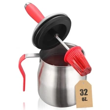 32 OUNCE BBQ Basting Pot with Brush，Grilling Gifts for Men/Women，S