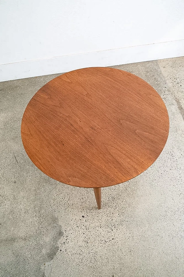 Mid Century Modern End Table Side Round Heritage Henredon Walnut Vintage Mcm - Image 4 of 4