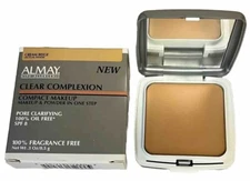 2 Almay Clear Complexion Compact Makeup & Powder Cream Beige 0.3 oz pl read