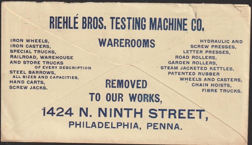 Philadelphia PA 1898 Blue Illust advt RIEHLE BROS testing machine TRUCKS (d152) - Picture 2 of 2