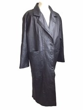Vintage 90s Savannah Full Length Leather Coat Women's Xl Black
