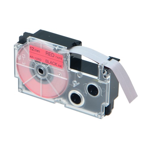1PK XR-12RD Black on Red Label Tape for Casio KL-780 750B 7200 1500 750BA 1/2" - Picture 2 of 12