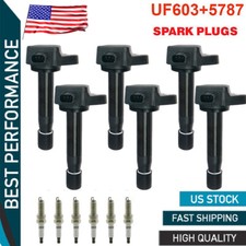 6X UF603 Ignition Coils +Spark Plug for Honda...