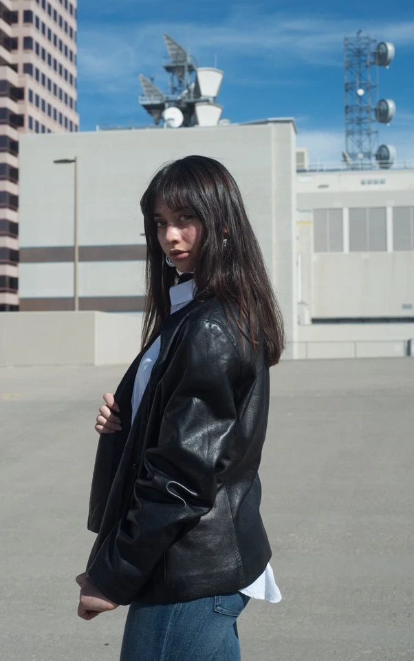 Chaqueta de cuero negra para mujer XL Designer Siena-Studio Foto 4 de 4